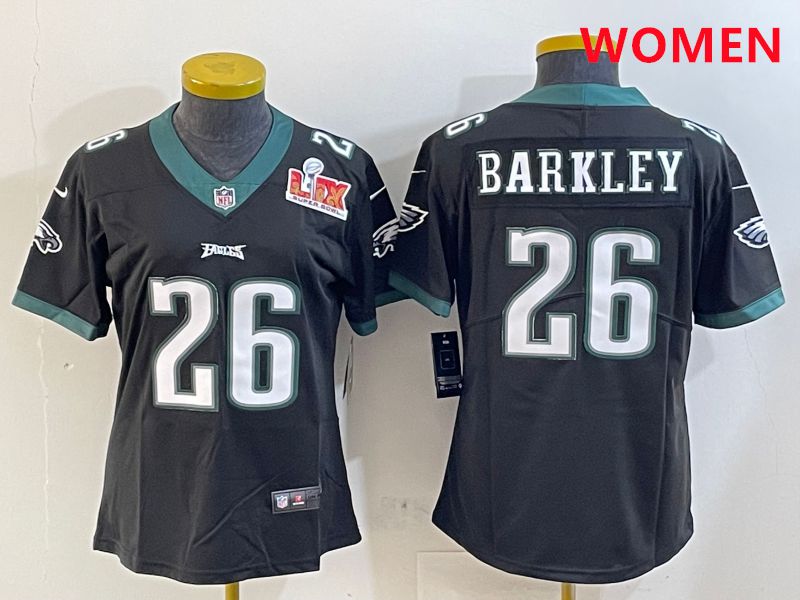 Women Philadelphia Eagles 26 Barkley Black Second generations 2025 Nike Vapor Limited NFL Jersey style 6